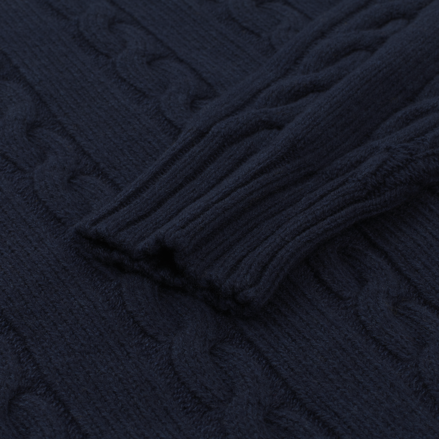 Luciano Barbera Turtleneck Cable-Knit Wool, Silk and Cashmere-Blend Sweater in Navy Blue - SARTALE
