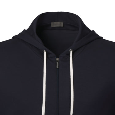 Zimmerli Stretch-Cotton Zip-Up Hoodie in Navy Blue - SARTALE