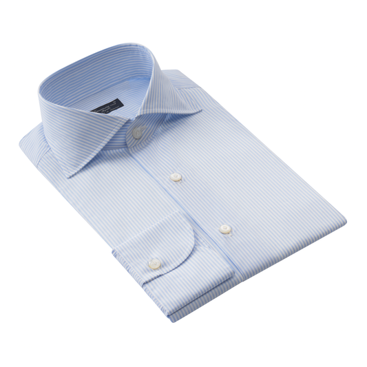 Finamore Striped Alumo-Cotton Shirt in Light Blue - SARTALE