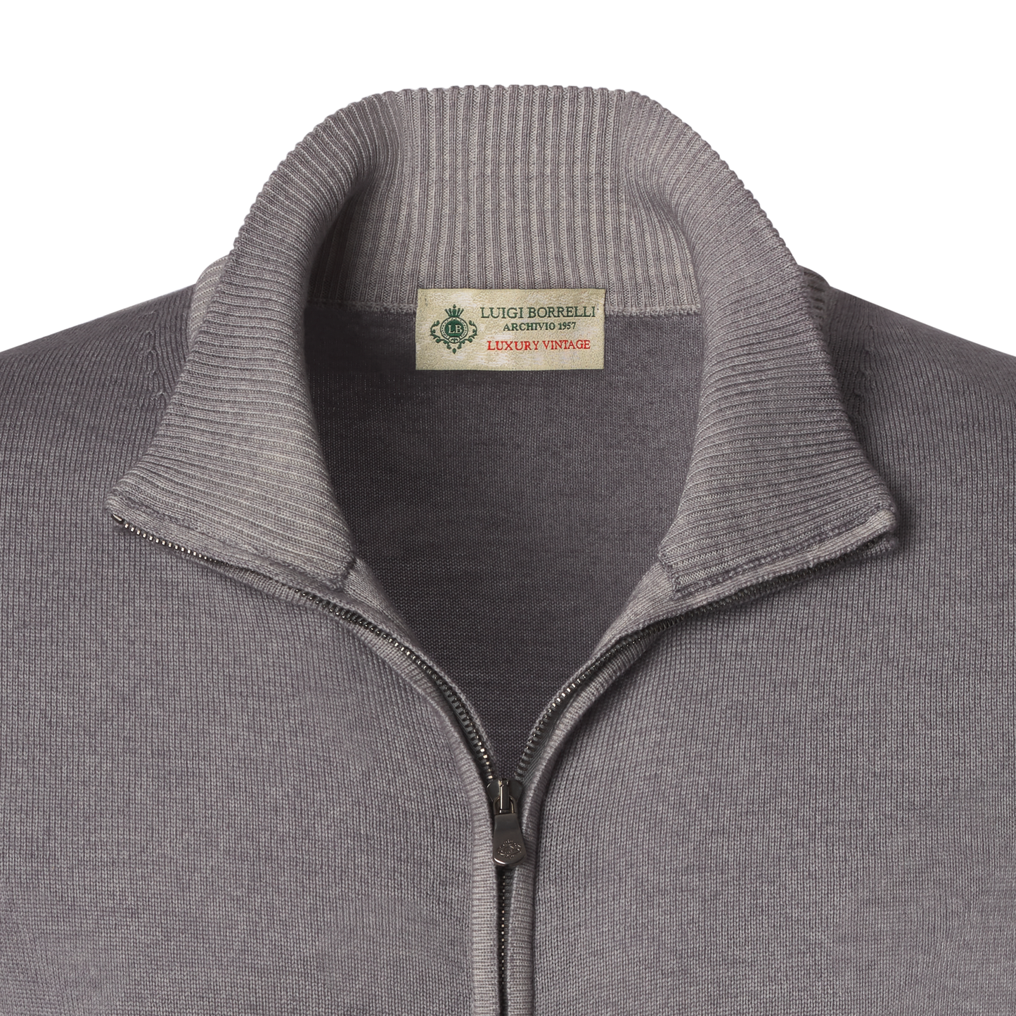 Luigi Borrelli Virgin Wool Zip-Up Bomber Sweater in Grey - SARTALE
