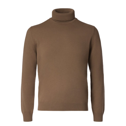 Luigi Borrelli Turtleneck Virgin Wool and Cashmere-Blend Sweater in Light Brown - SARTALE