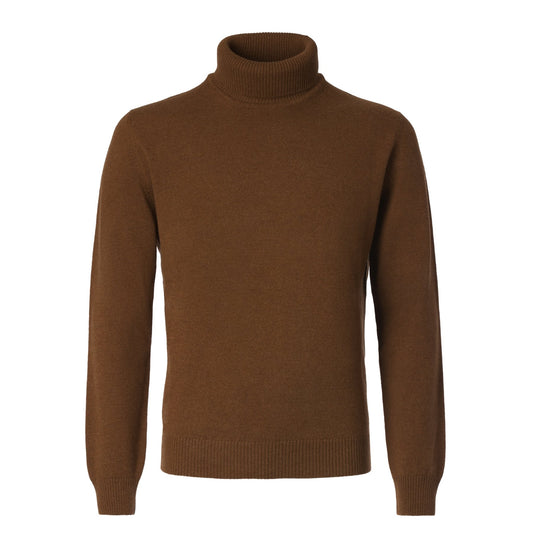 Luigi Borrelli Turtleneck Virgin Wool and Cashmere-Blend Sweater in Brown - SARTALE