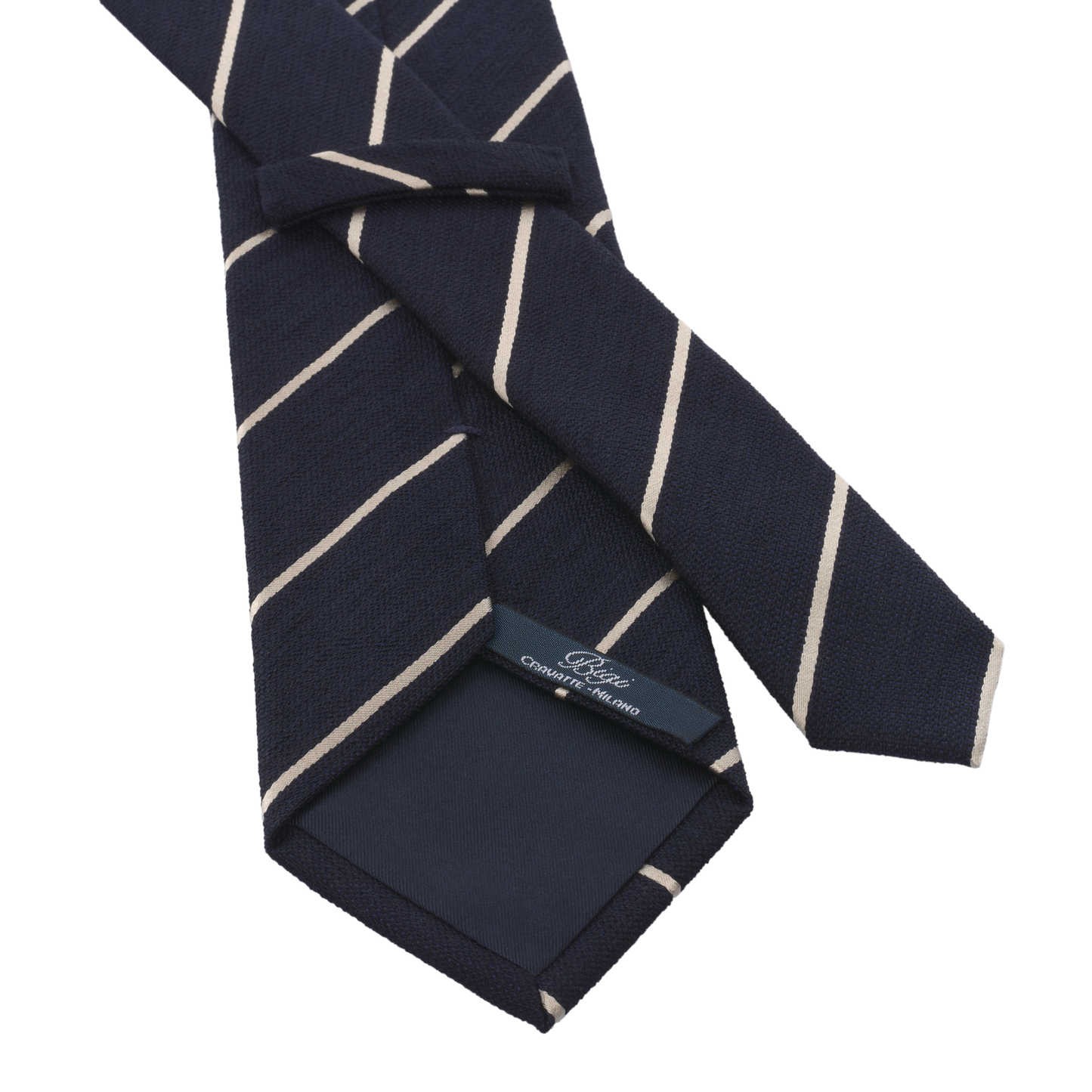 Regimental Silk Tie in Dark Blue and White