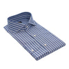 Finamore Striped Cotton and Linen-Blend Blue and White Napoli Shirt - SARTALE