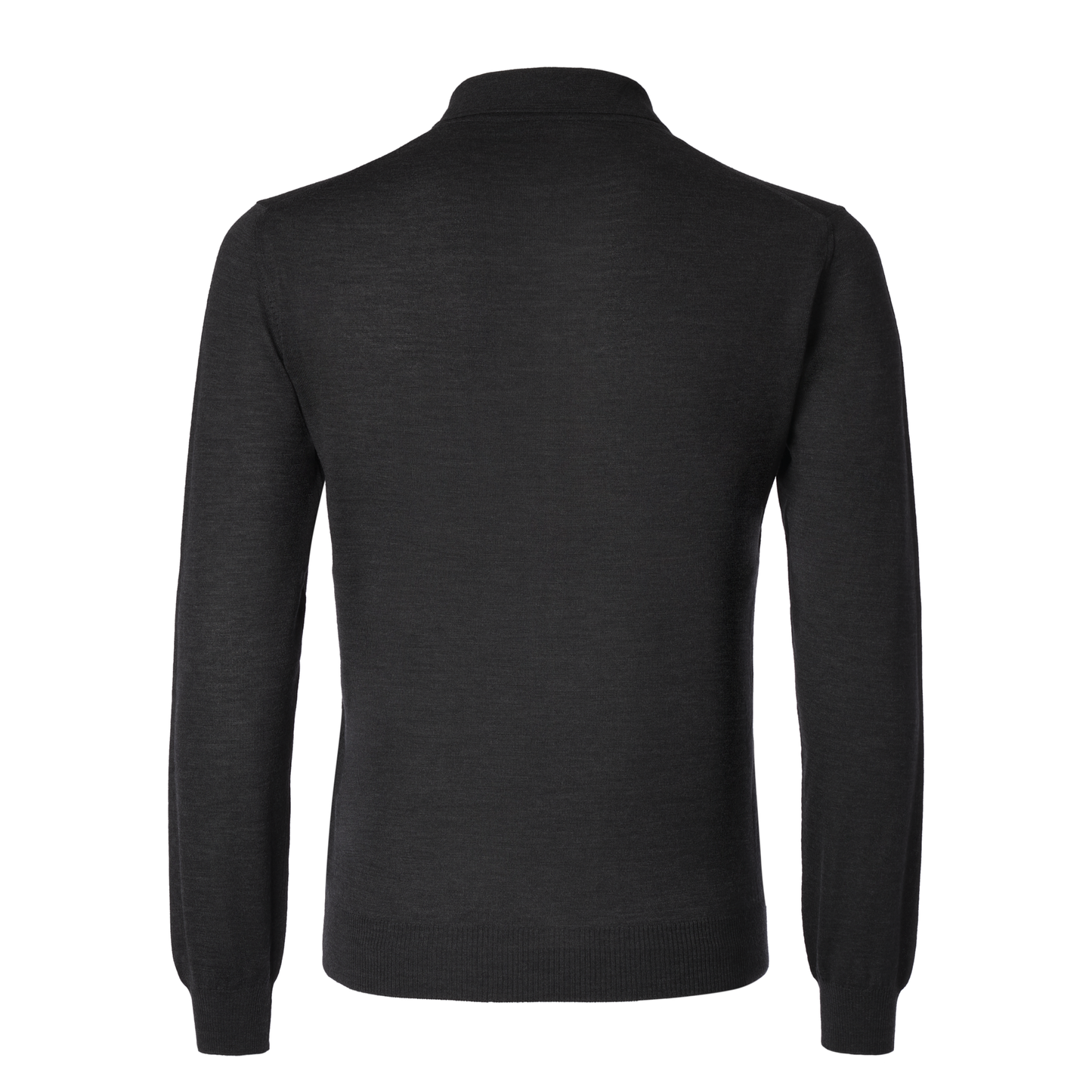 Luigi Borrelli Virgin Wool, Silk and Cashmere-Blend Long Sleeve Polo Shirt in Grey - SARTALE