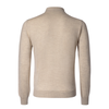Luigi Borrelli Virgin Wool, Silk and Cashmere-Blend Long Sleeve Polo Shirt in Beige - SARTALE