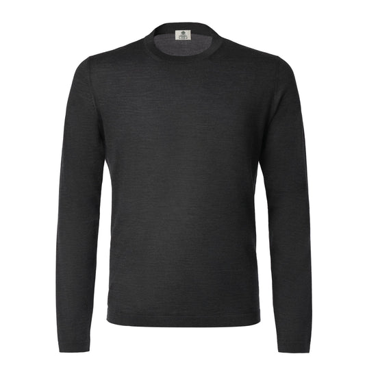 Luigi Borrelli Crew-Neck Virgin Wool, Silk and Cashmere-Blend Sweater in Dark Grey - SARTALE