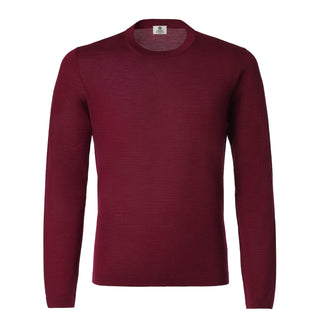 Luigi Borrelli Crew-Neck Virgin Wool, Silk and Cashmere-Blend Sweater in Burgundy - SARTALE