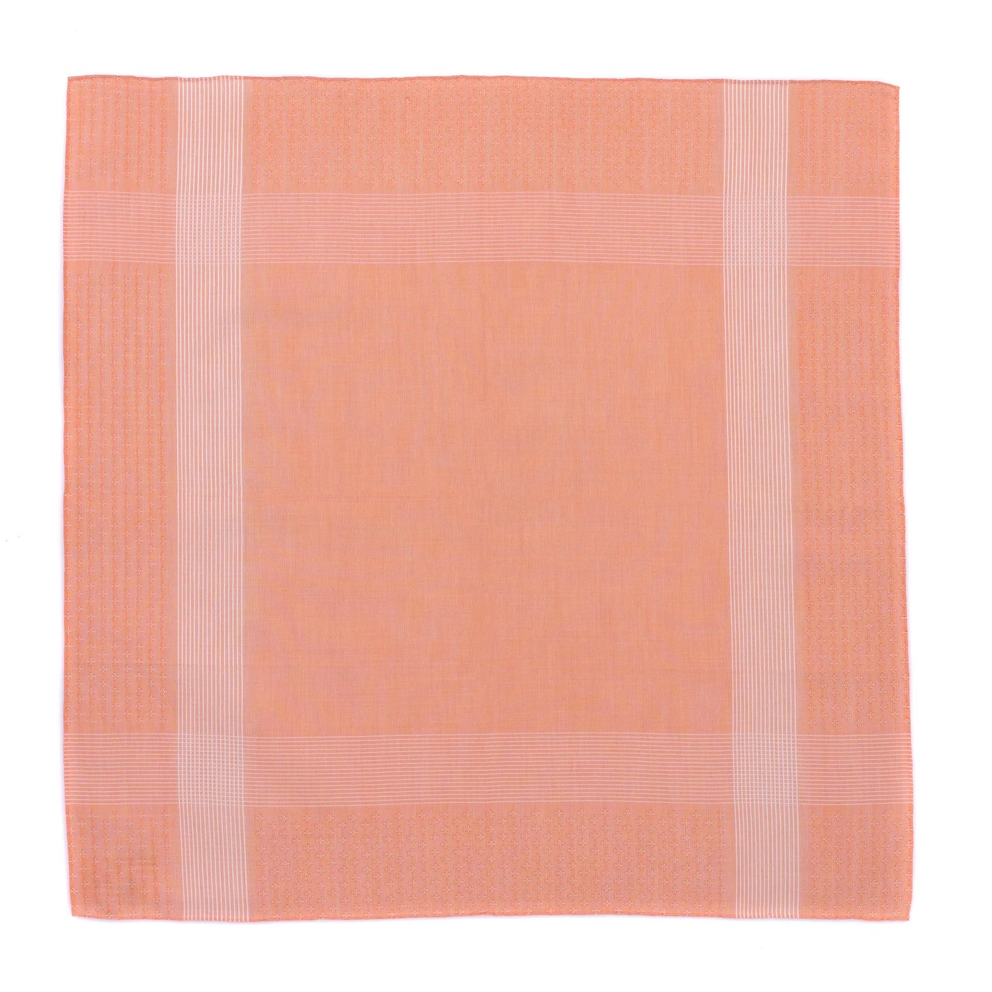 Striped Cotton Pocket Square in Peach Orange