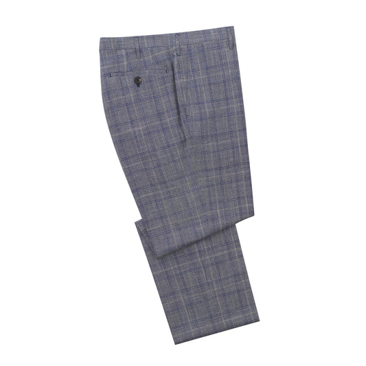 Rota Regular-Fit Checked Wool, Silk and Linen-Blend Trousers in Blue - SARTALE