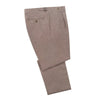 Rota Regular-Fit Pleated Linen Light Brown Trousers with Buckle Waist Adjusters - SARTALE