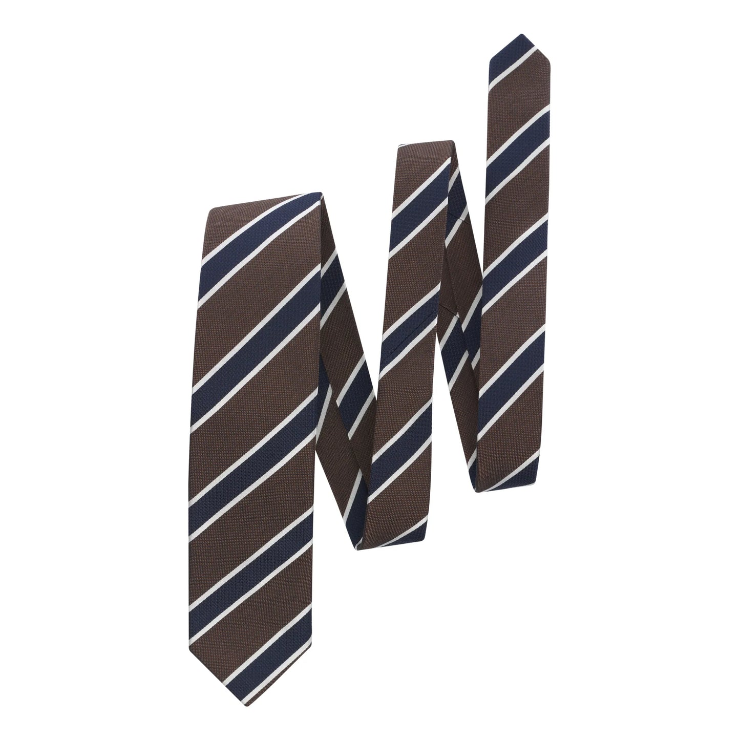 Regimental Lined Silk Tie in Blue and Brown