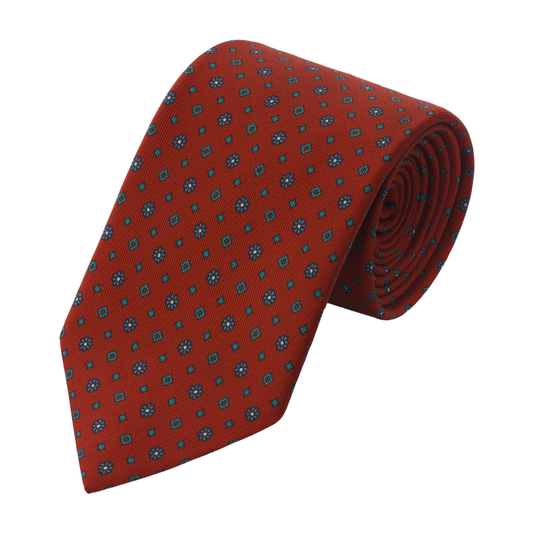 Red Printed Lined Tie