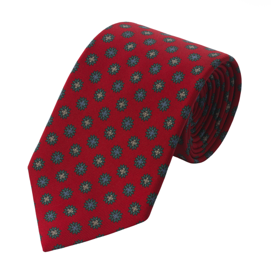 Rote Krawatte mit Seidendruck und Design