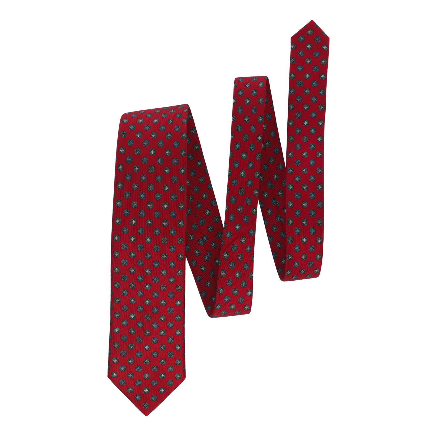 Silk Printed Red Tie with Design