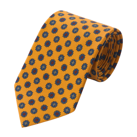 Gelbe Krawatte mit Seidendruck und Design
