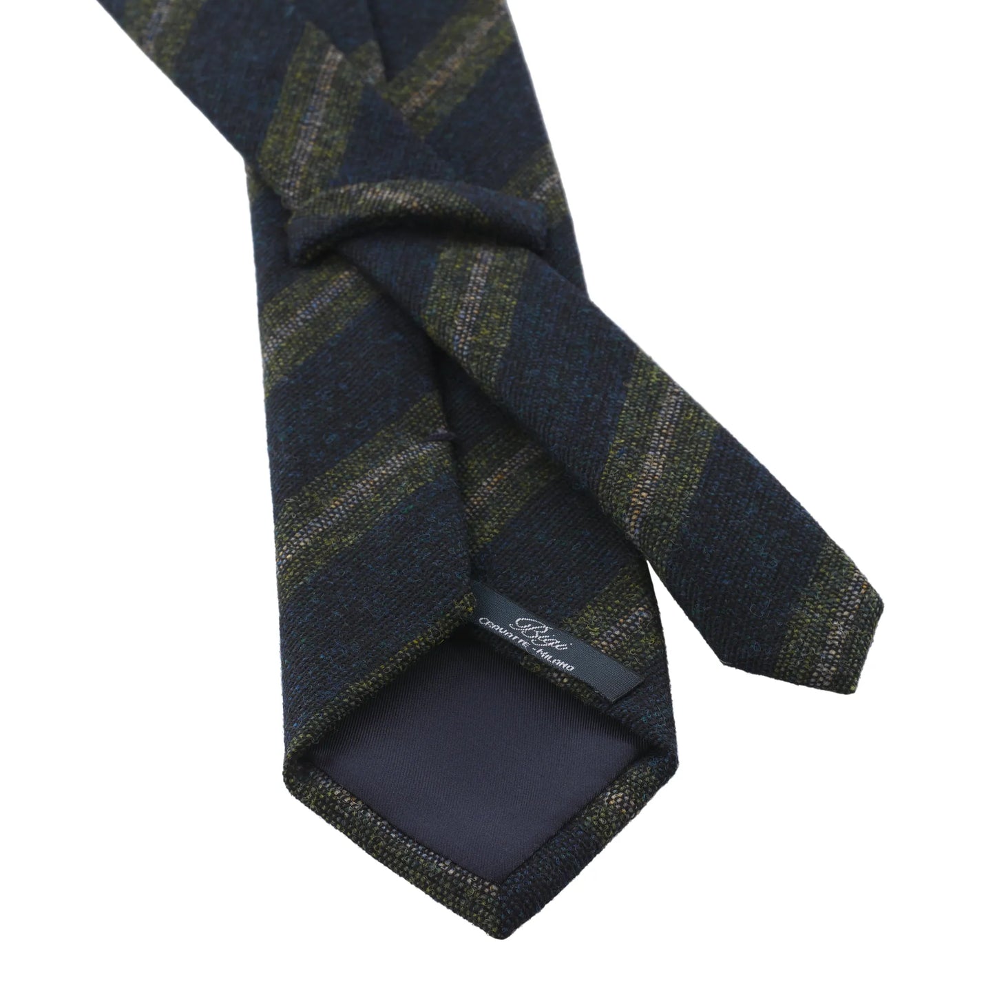 Regimental Woven Wool Tie in Green and Blue