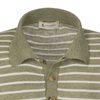 Gestreiftes Poloshirt aus Baumwollmischung in Olivgrün und Weiß