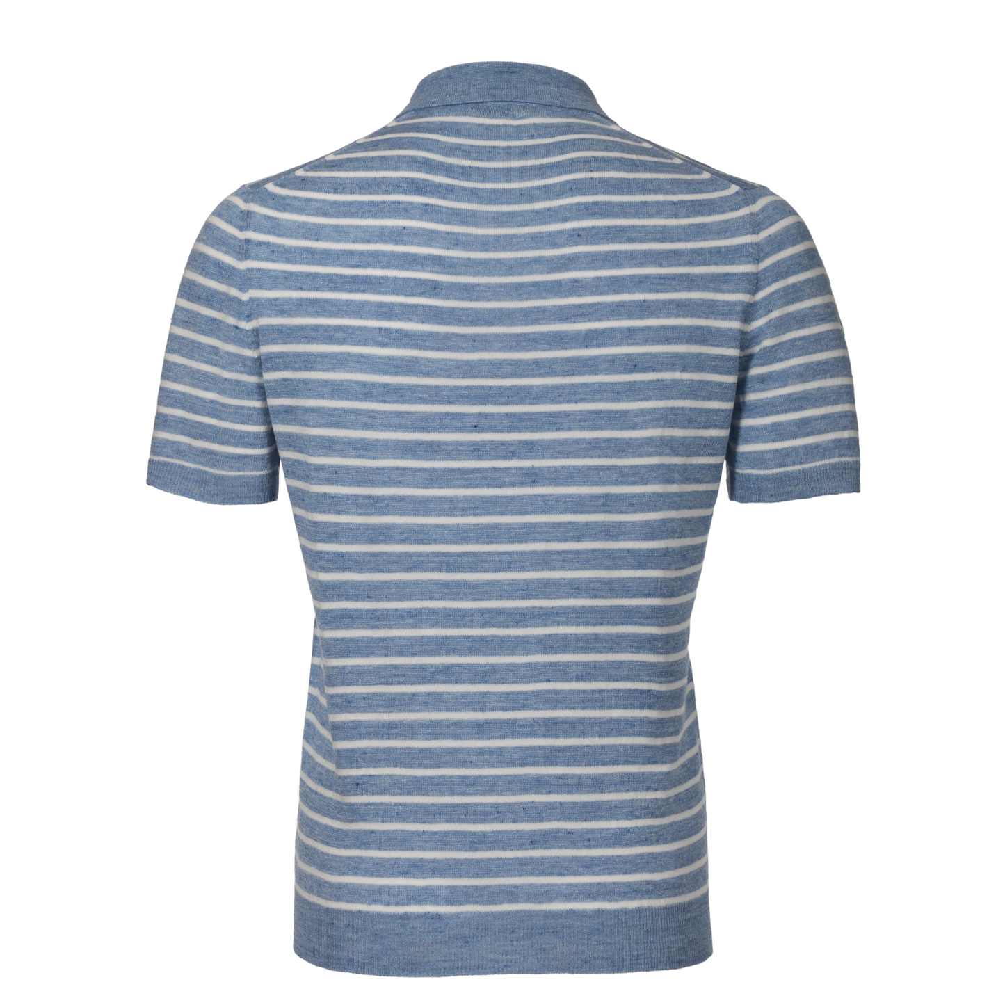 Striped Cotton-Blend Polo Shirt in Sky Blue