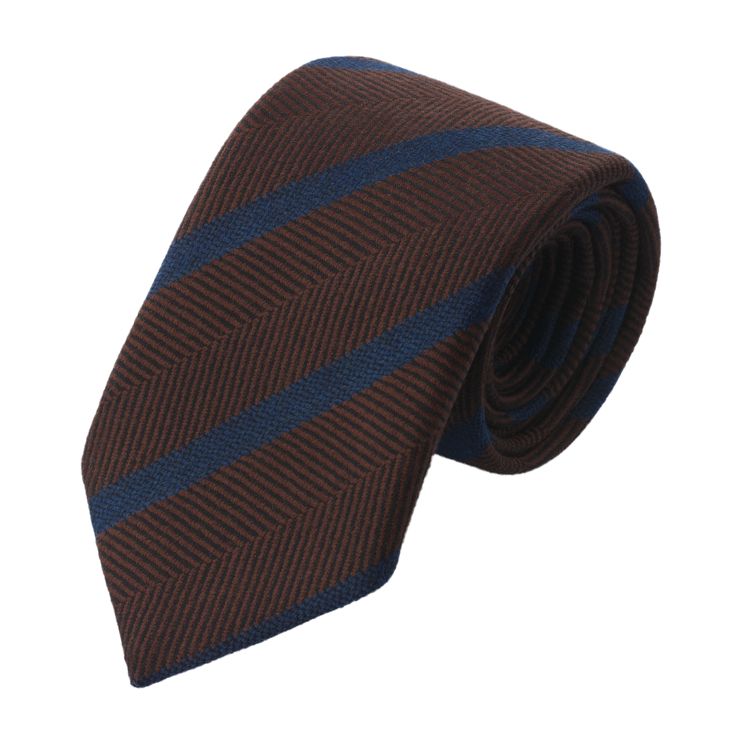 Regimental Herringbone Tie in Brown and Blue