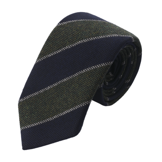 Regimental Woven Wool Tie in Green Multicolor
