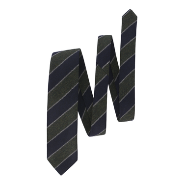 Regimental Woven Wool Tie in Green Multicolor