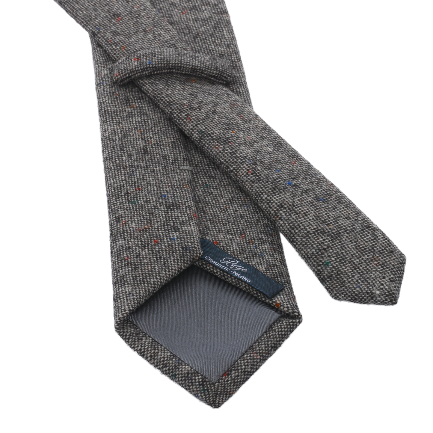 Woven Wool Polka Dot Tie in Grey Melange