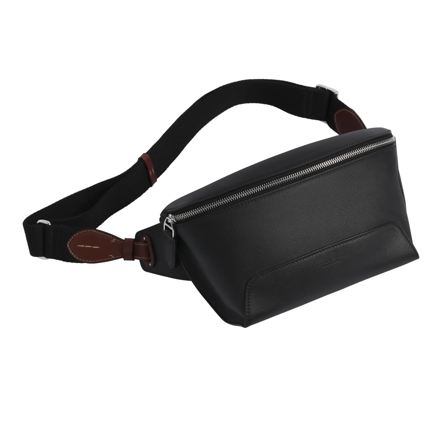 Smooth Calf Leather Waist Bag in Black