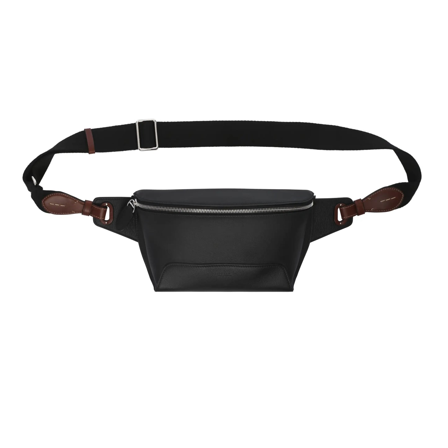 Smooth Calf Leather Waist Bag in Black