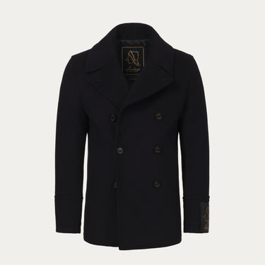 Kurzer Peacoat aus Wolle und Kaschmir in Marineblau