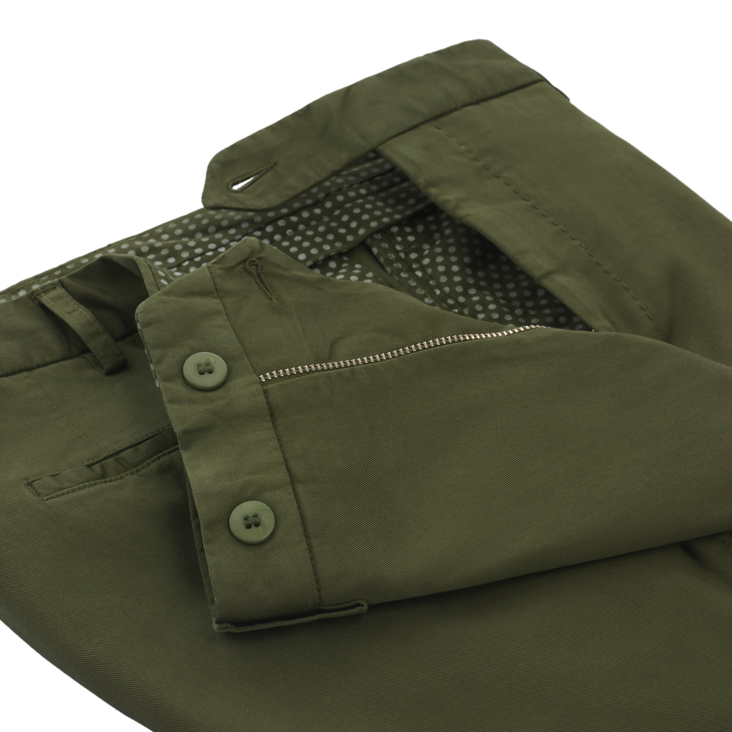 Slim-Fit Cotton Trousers in Green