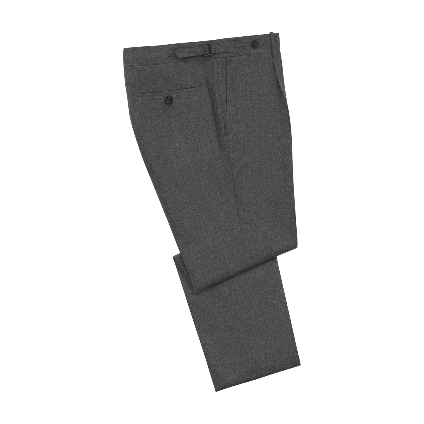 Rota Regular-Fit Virgin Wool Grey Trousers with Buckle Waist Adjusters - SARTALE