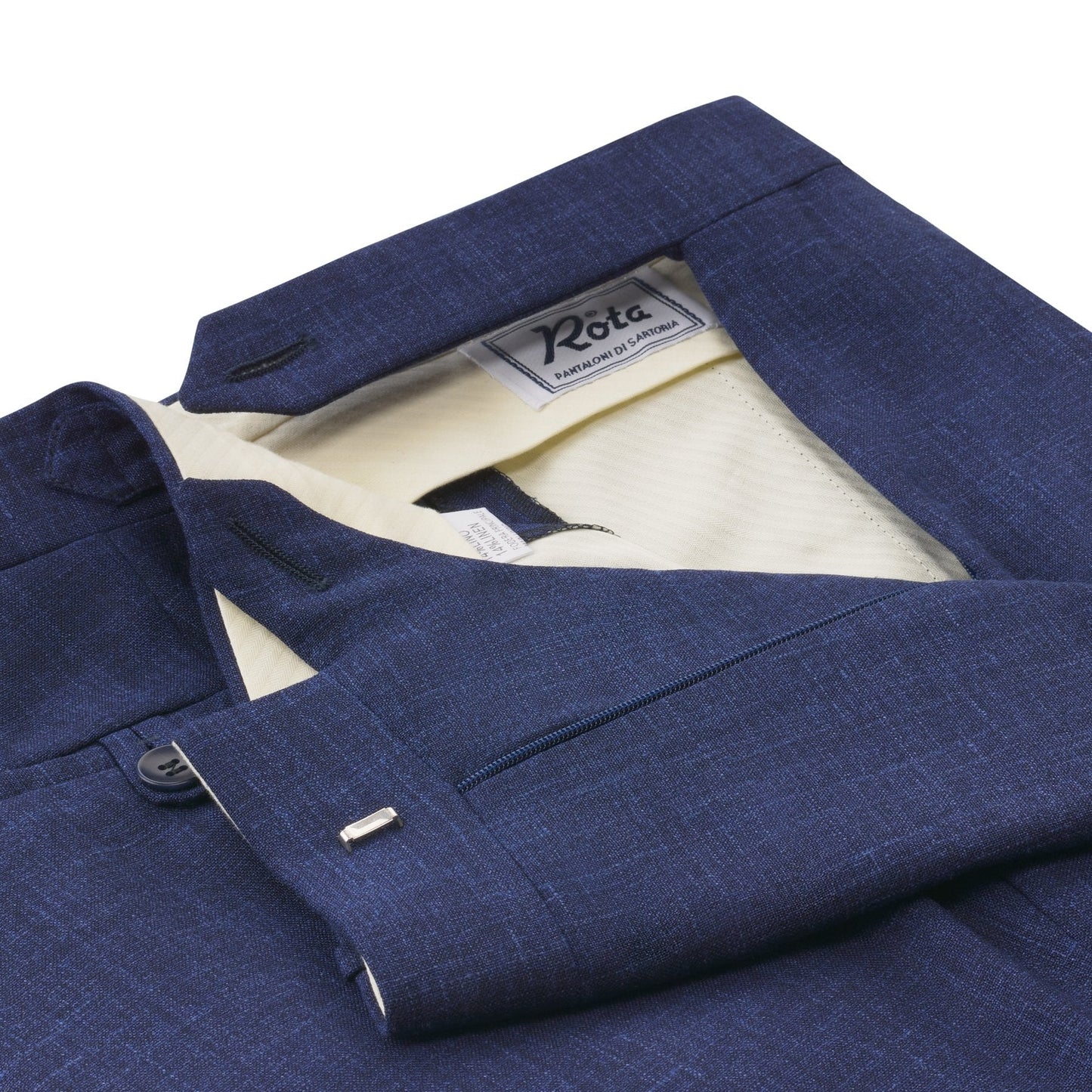 Rota Slim-Fit Pleated Wool, Silk and Linen-Blend Trousers with Buckle Waist Adjusters in Blue - SARTALE