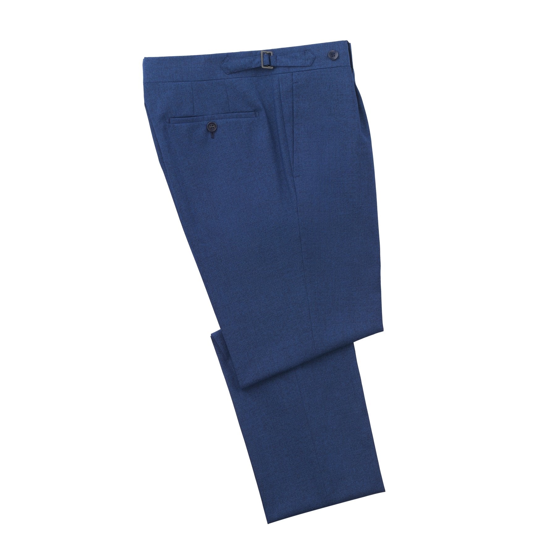 Rota Slim-Fit Pleated Wool and Silk-Blend Blue Trousers with Buckle ...