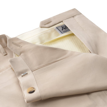 Rota Slim-Fit Elegant Pleated Cotton Twill Trousers in Beige - SARTALE