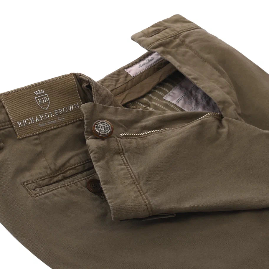 Regular-Fit-Hose aus Stretch-Baumwolle in Khaki