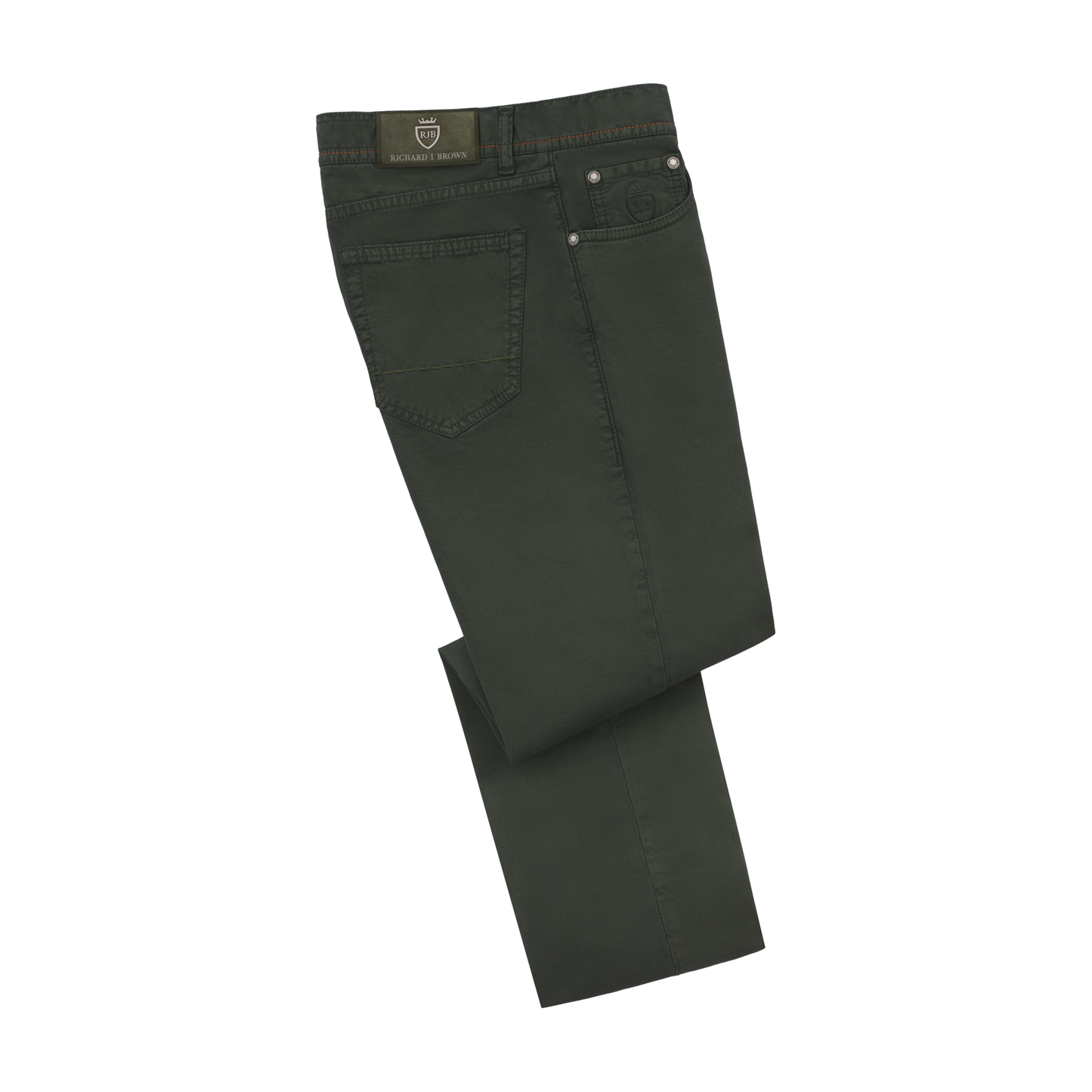 Slim-Fit Stretch-Cotton 5 Pocket Trousers in Seaweed Green
