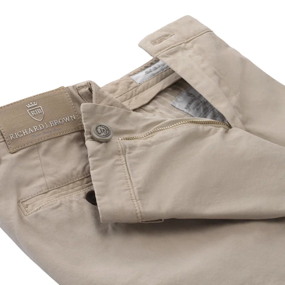 Regular-Fit Stretch-Cotton Trousers in Beige