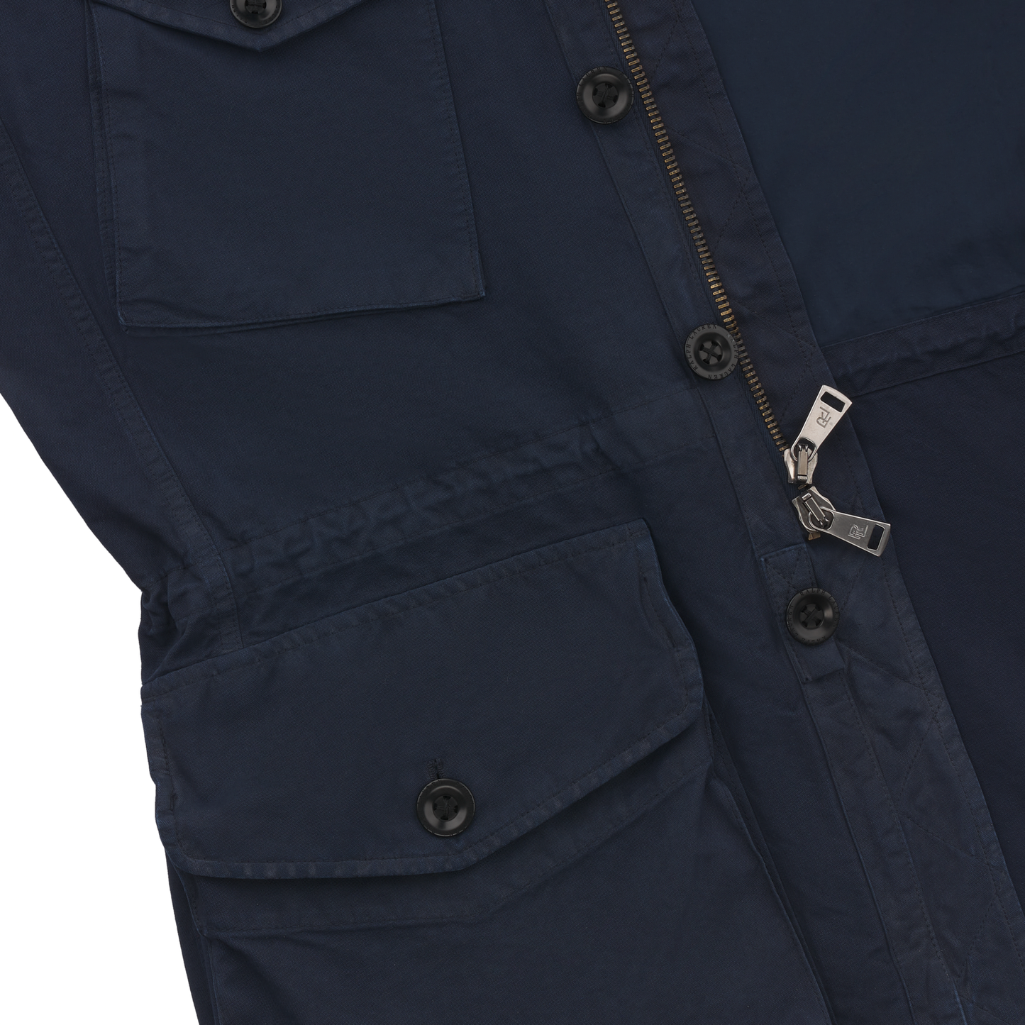 Unlined Cotton Canvas 4 Pocket Military Jacket in Navy Blue