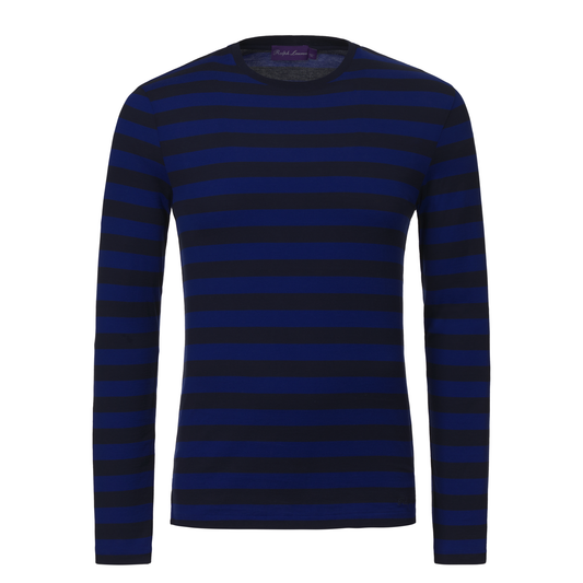 Slim-Fit Striped Cotton-Jersey T-Shirt in Navy Blue