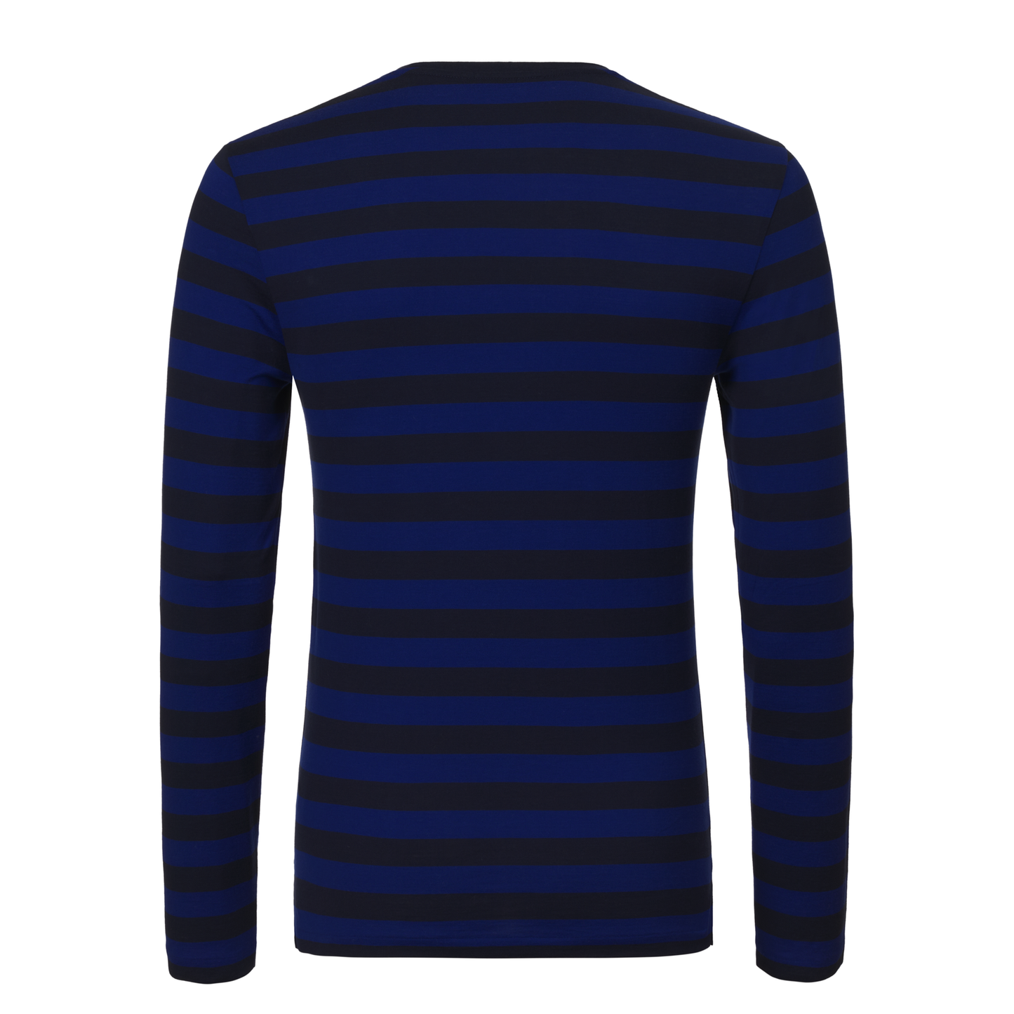 Schmal geschnittenes, gestreiftes T-Shirt aus Baumwoll-Jersey in Marineblau