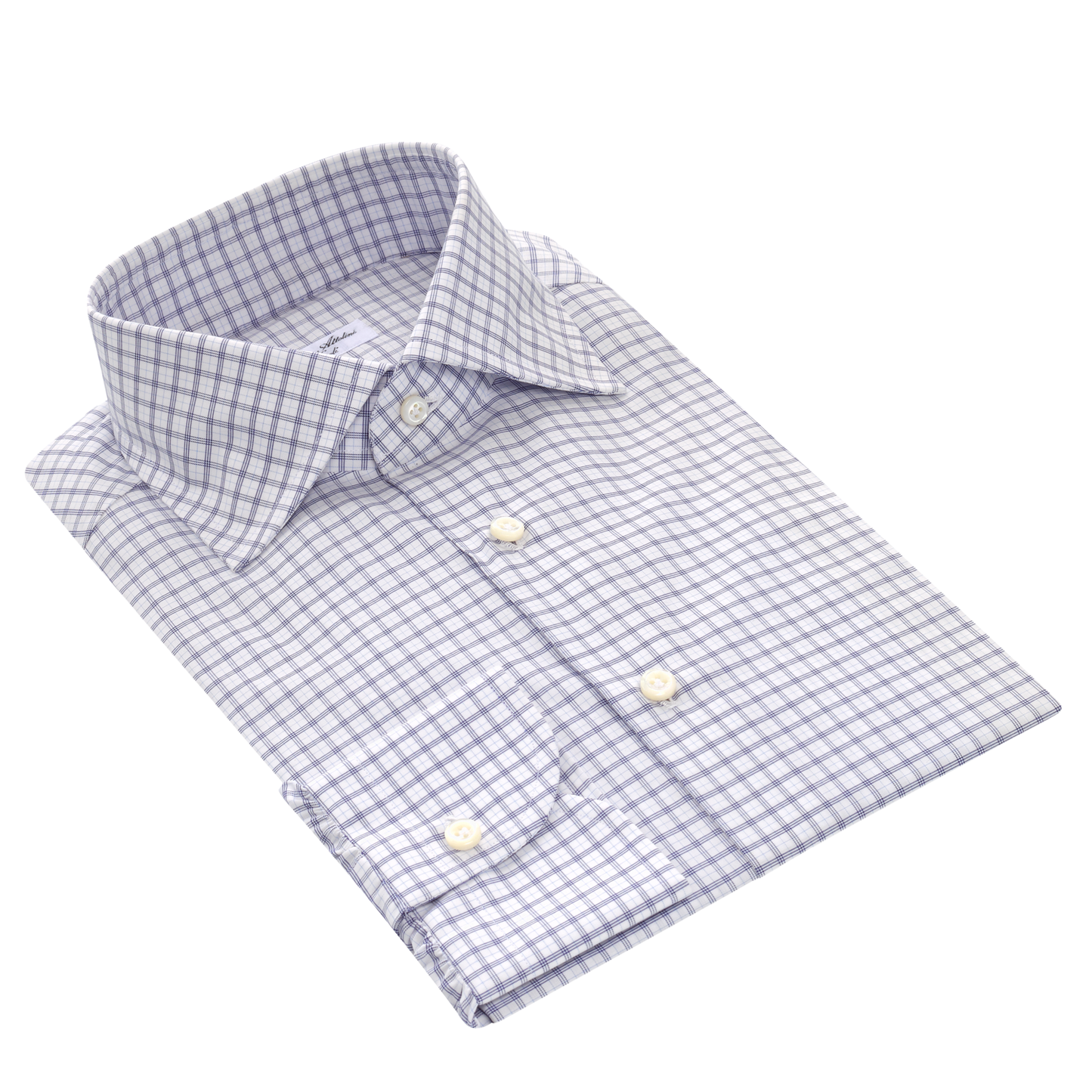 Cesare Attolini Checked Cotton Shirt in White and Blue - SARTALE