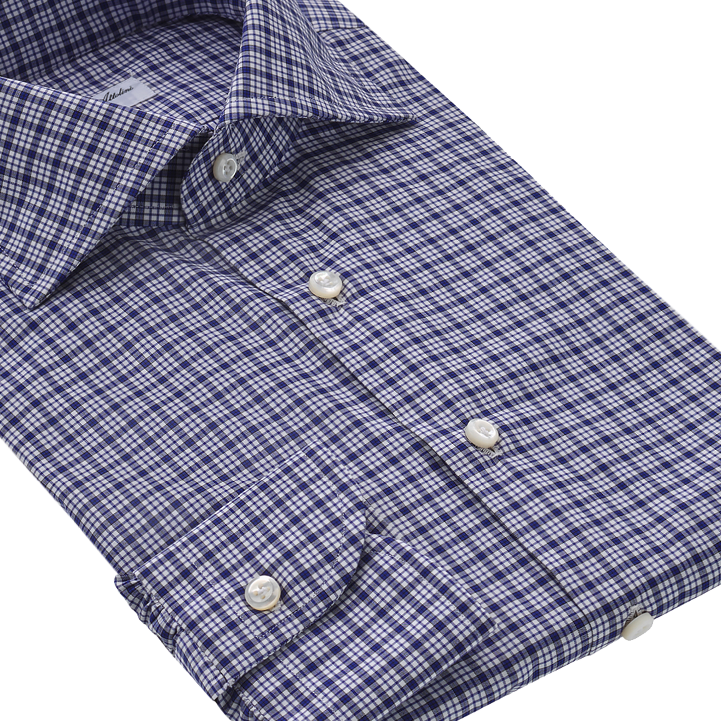 Cesare Attolini Checked Cotton Shirt in White and Blue - SARTALE