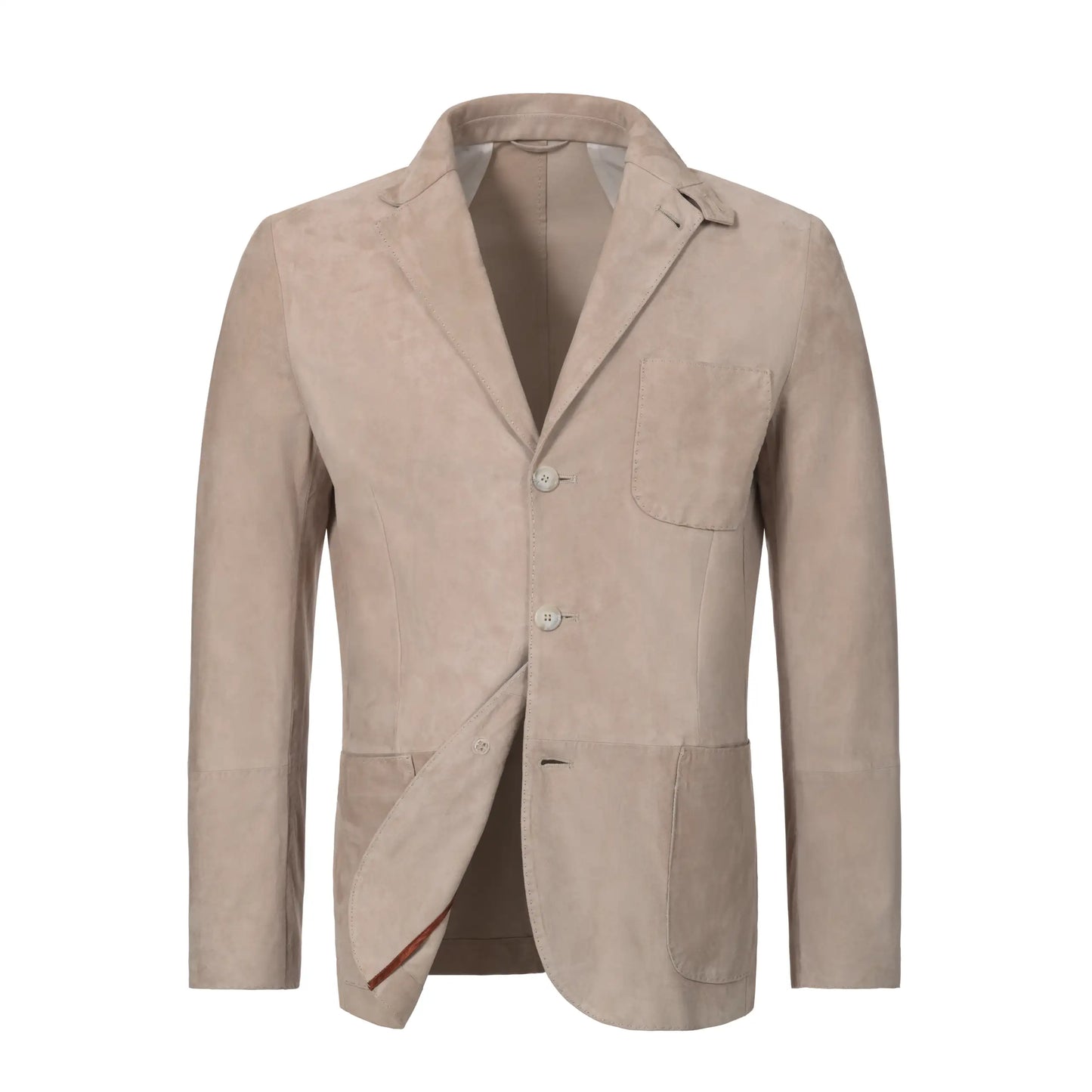 Suede Leather Blazer in Ivory