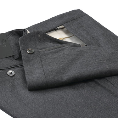 Marco Pescarolo Slim-Fit Virgin Wool Trousers with Buckle Waist Adjusters in Dark Grey - SARTALE
