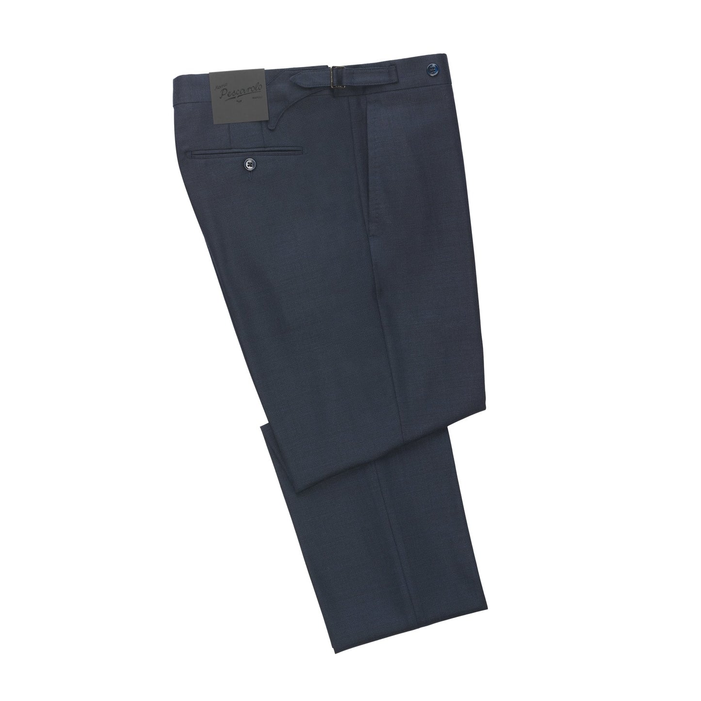 Marco Pescarolo Slim-Fit Virgin Wool Trousers with Buckle Waist Adjusters in Dark Blue - SARTALE