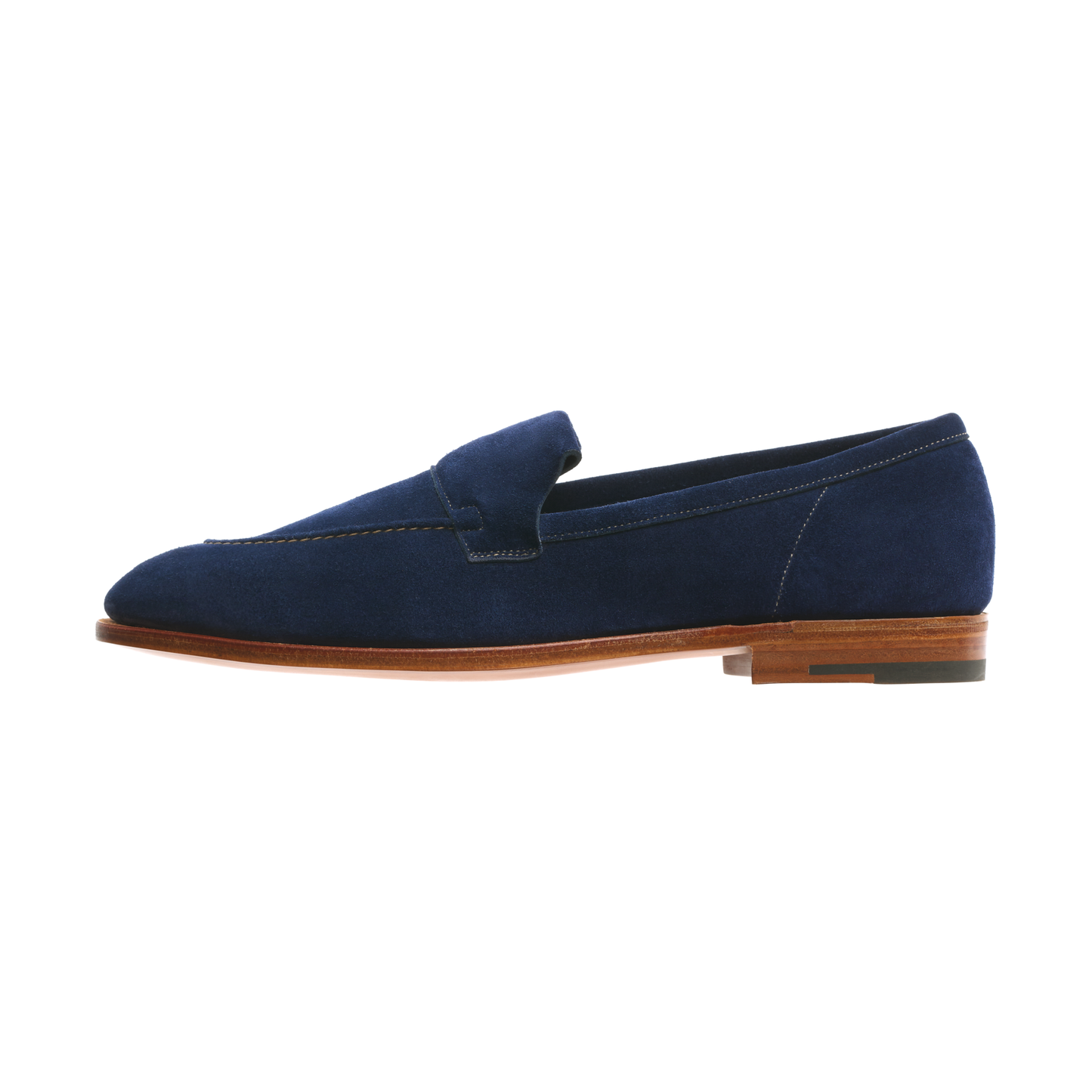 John Lobb "Aley" Suede Loafer with Hand-Stitched Apron in Royal Blue - SARTALE