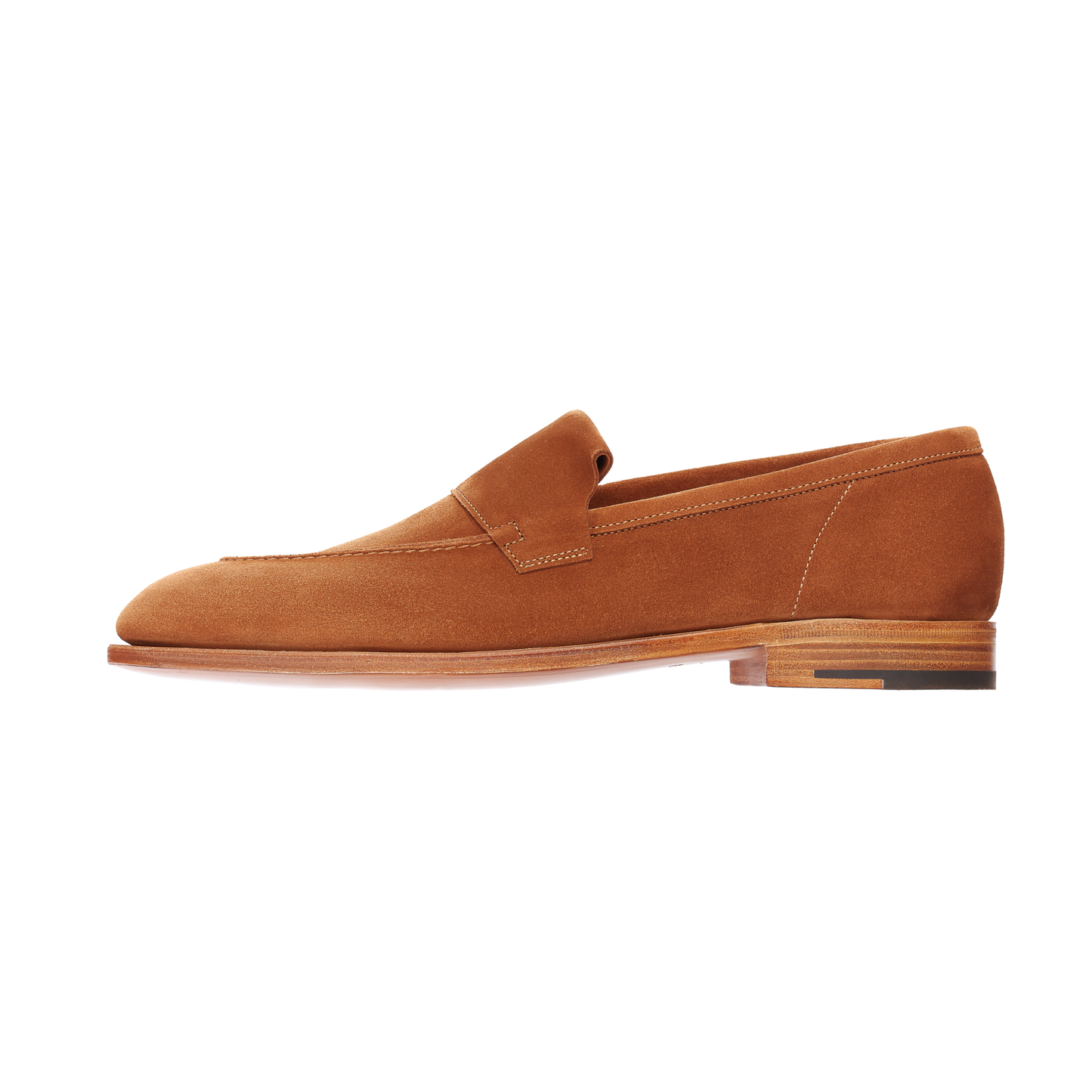John Lobb "Aley" Suede Loafer with Hand-Stitched Apron in Brick Red - SARTALE
