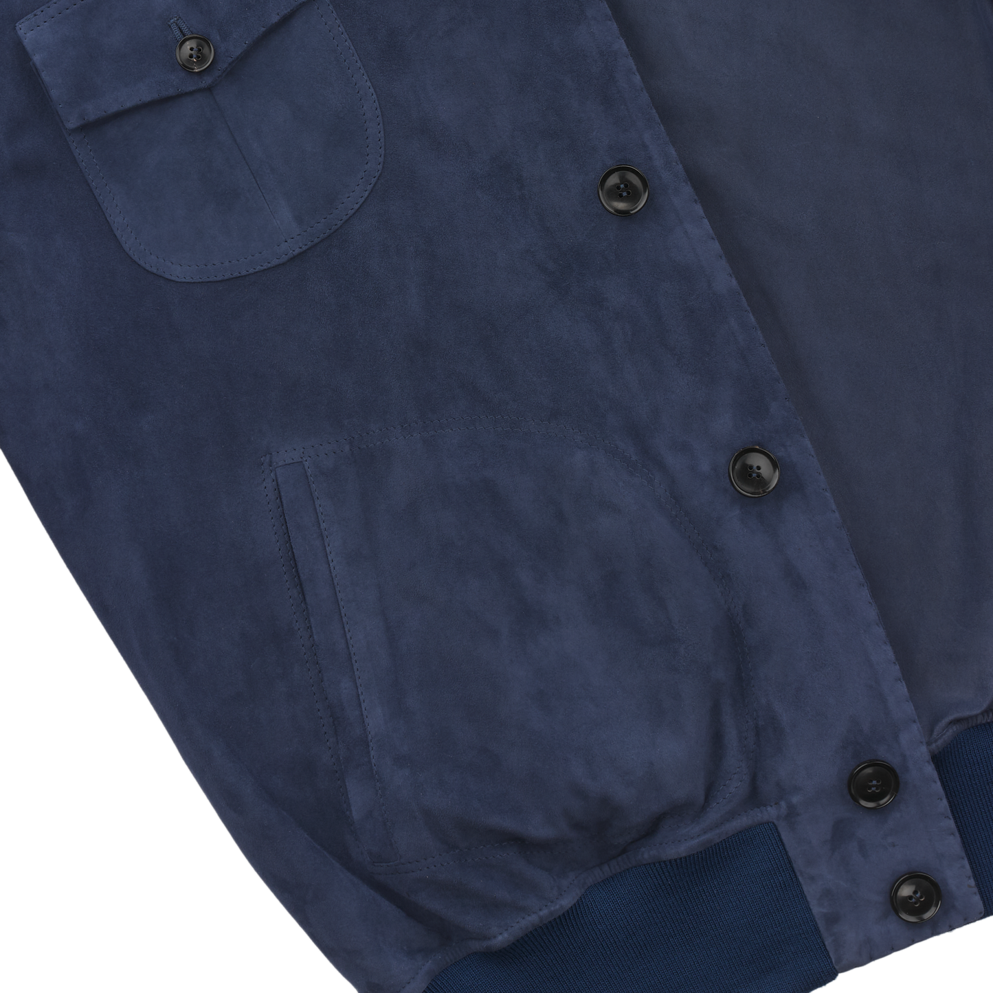Alfredo Rifugio Handmade Suede Leather Bomber Jacket in Blue - SARTALE