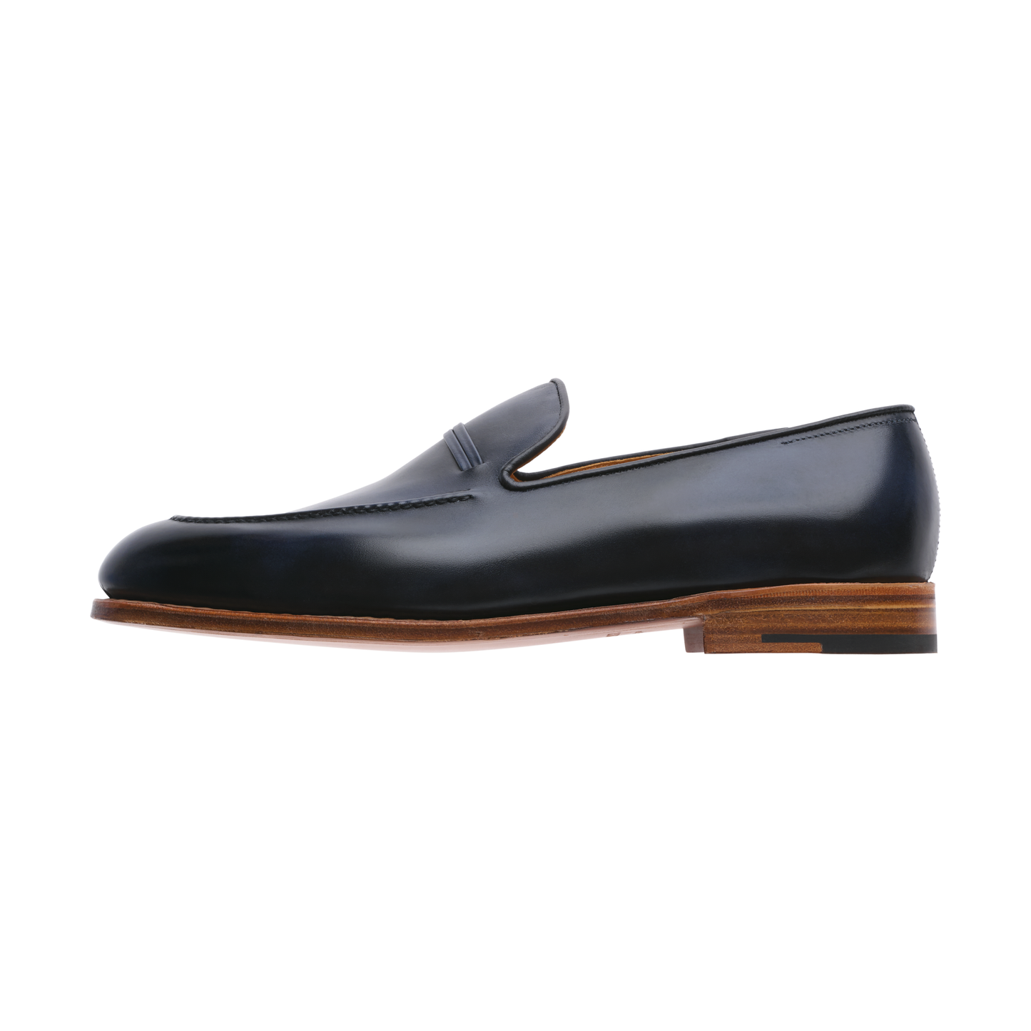 John Lobb "Amble" Classic Leather Loafer with Hand-Stitched Apron in Blue - SARTALE